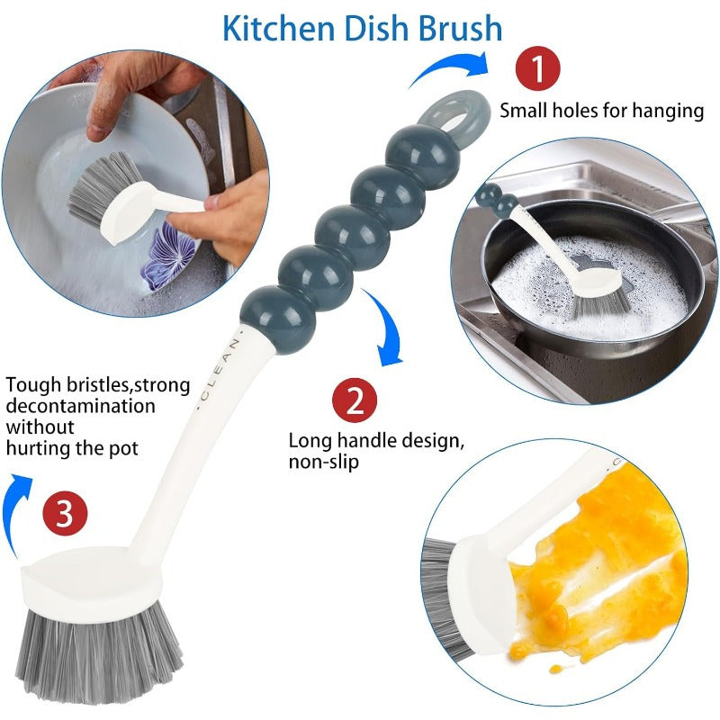 Multi-purpose Cleaning Brush Set, with Various Brushes, Plastic Reusable Kitchen and Bathroom Household Brush Set, Suitable for Plates, Bottles, Cups, Bathrooms, Shoes, Cleaning Tools