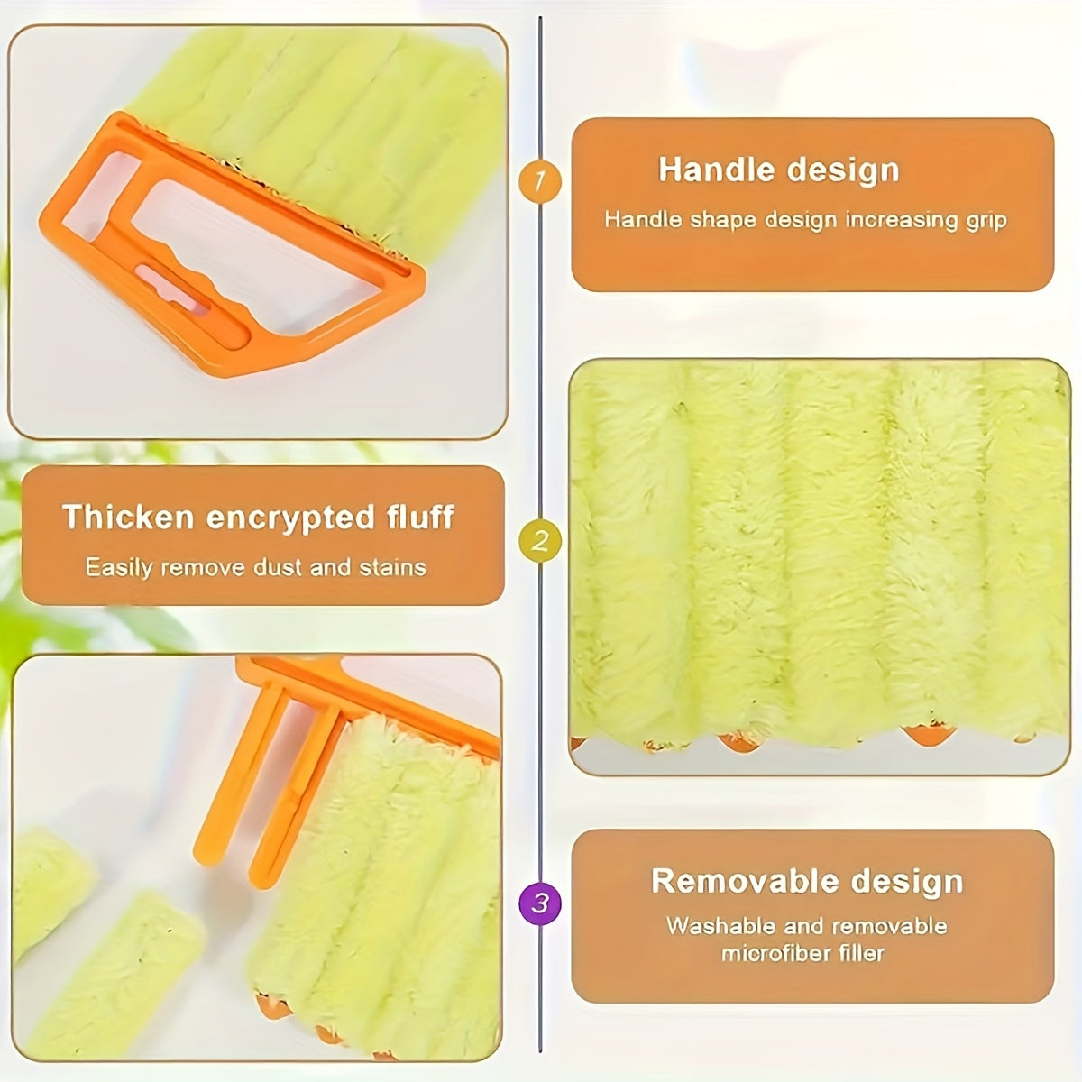 Blind Cleaner Duster Tool Back To School Supplies Blinds Cleaning Brush Handheld Mini Duster Brush Vent Blinds Cleaner Cloth Brush 7-Finger Dusting Cleaner Tool For Air Conditioner, Car Air Outlets, Cleaning Supplies