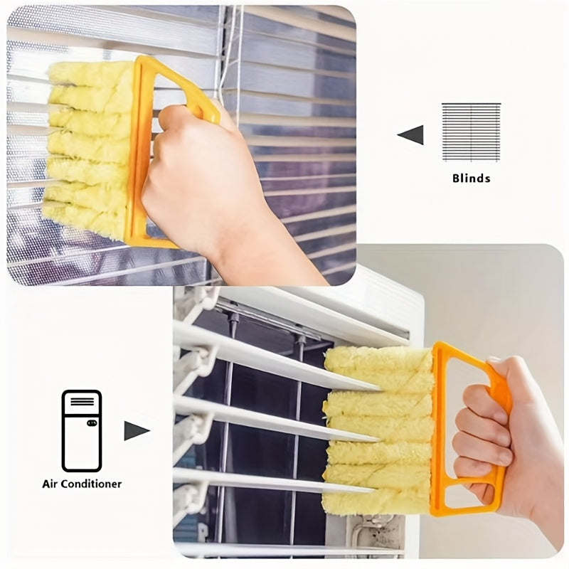 Blind Cleaner Duster Tool Back To School Supplies Blinds Cleaning Brush Handheld Mini Duster Brush Vent Blinds Cleaner Cloth Brush 7-Finger Dusting Cleaner Tool For Air Conditioner, Car Air Outlets, Cleaning Supplies