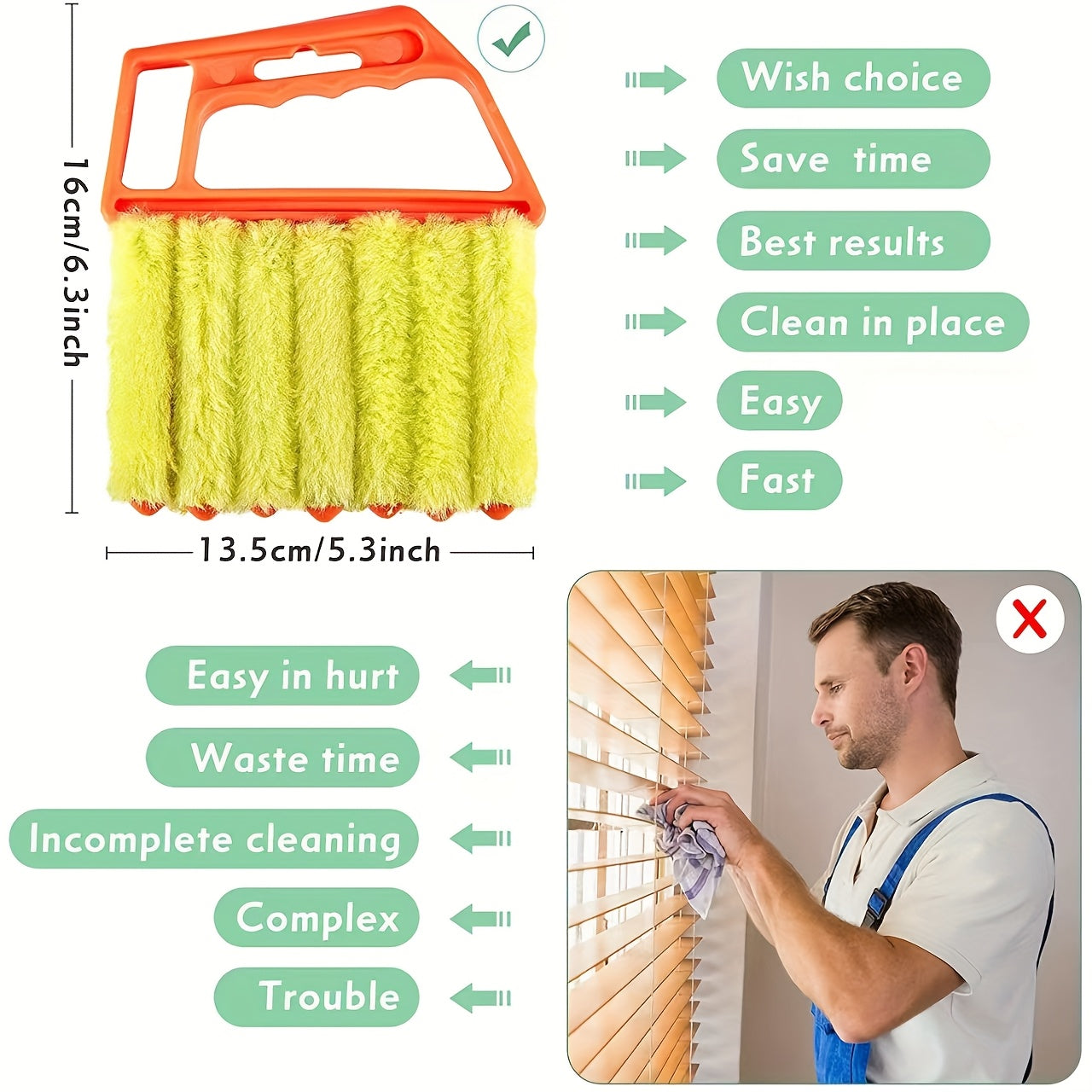 Blind Cleaner Duster Tool Back To School Supplies Blinds Cleaning Brush Handheld Mini Duster Brush Vent Blinds Cleaner Cloth Brush 7-Finger Dusting Cleaner Tool For Air Conditioner, Car Air Outlets, Cleaning Supplies